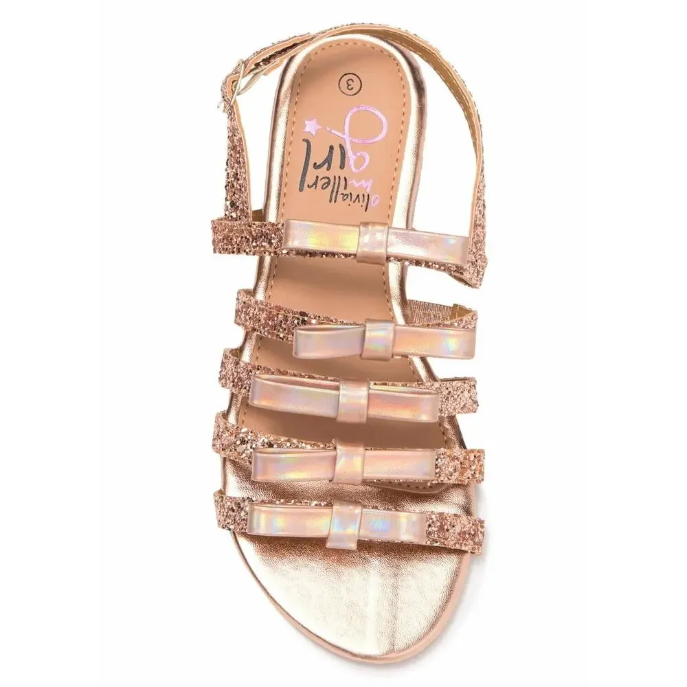 Olivia Miller Little Girls Flat Slingback Sandals Size US 2 Rose Gold Glitter